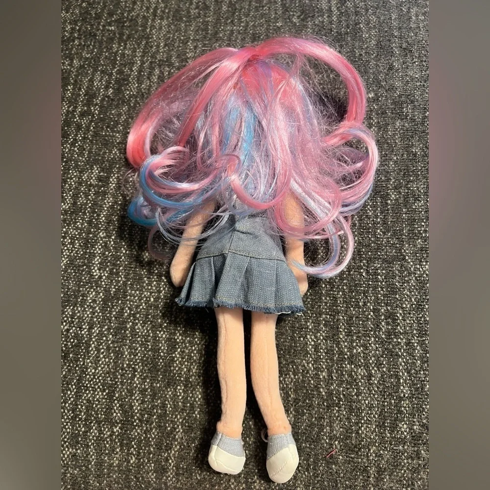 2008 TY Girlz Lovable Lilly Pink/Blue Hair Poseable Plush Doll